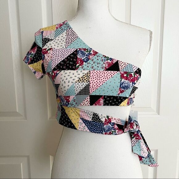 Frankies Bikinis Patchwork Halterneck Bikini Top and Puck Bikini Bottom Medium - Picture 4 of 12